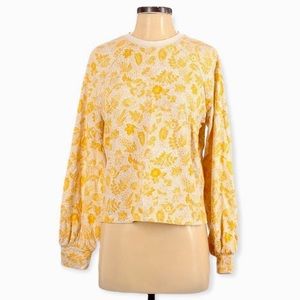 NEW Banana Republic Factory Yellow Floral Pullover Sweatshirt